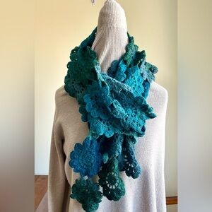 Handmade Brand New Multicolor Crochet Floral Scarf